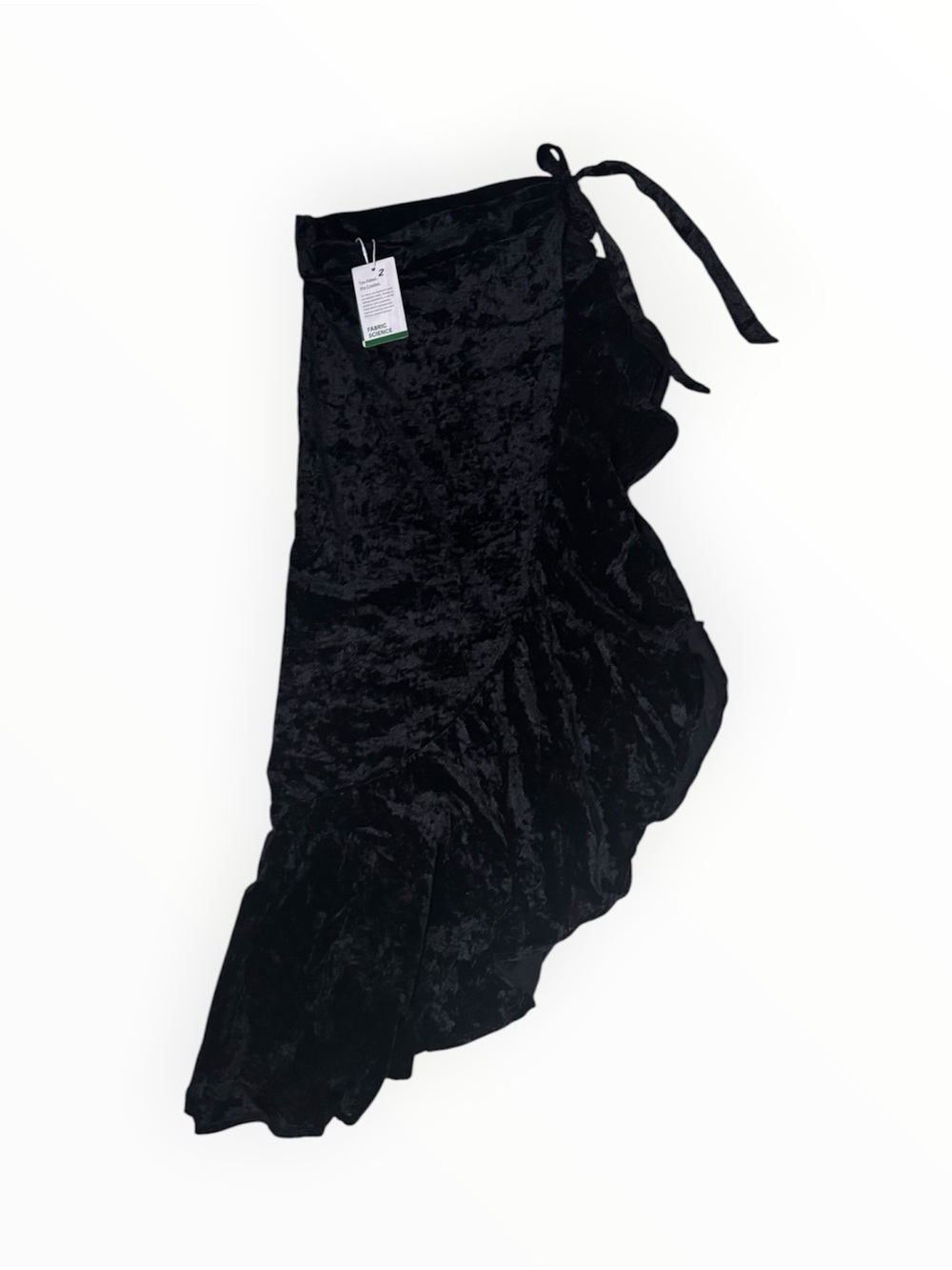 Halara Black velvet ruffle sarong skirt with tie waist #goth #ruffles XS NWT